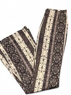 Hollister Wide Leg Pants in Black and Cream Boho Stripe